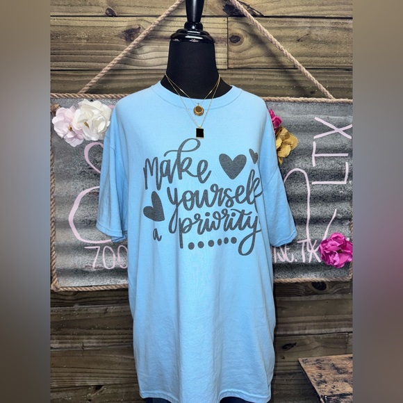 “Make Yourself A Priority” Mental Health Boutique T Shirt Gildan 💗 - Picture 2 of 3